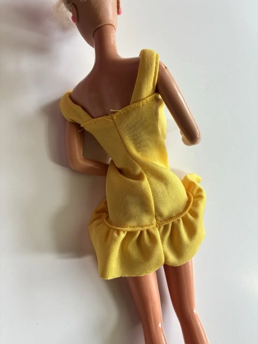 Vintage Fashion Doll Yellow Ruffle Dress Floral Mod Outfit Clothing Only